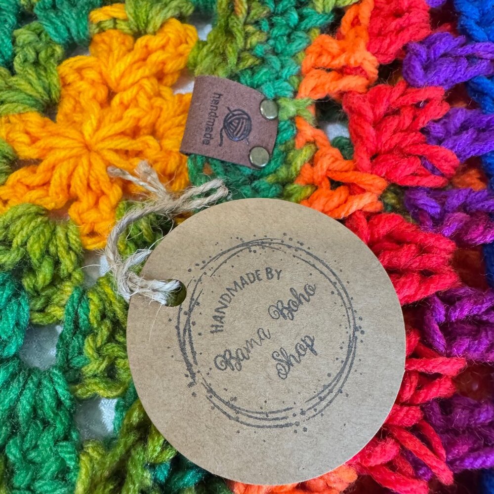 HANDCRAFTED Crochet Rainbow Mandala Slouch Beanie Beret Hat - Picture 5 of 6